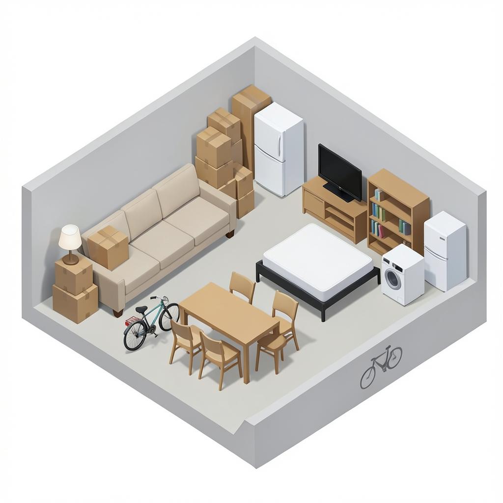 Illustration of typical contents that fit in 2 storage units
