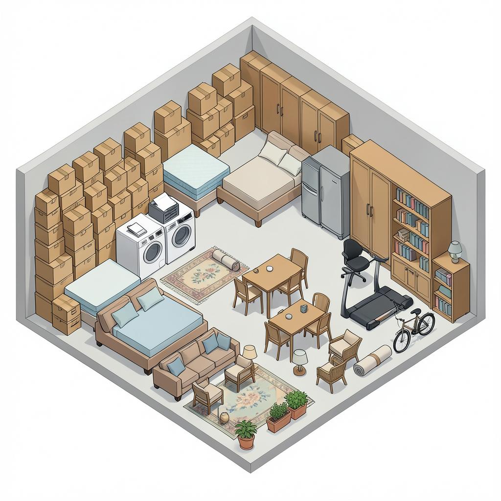 Illustration of typical contents that fit in 4 storage units
